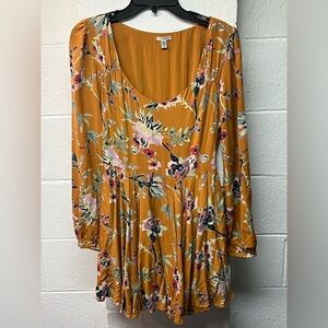 Ecote Rosalinda Floral Long-Sleeve Mini Dress. Urban Outfitters